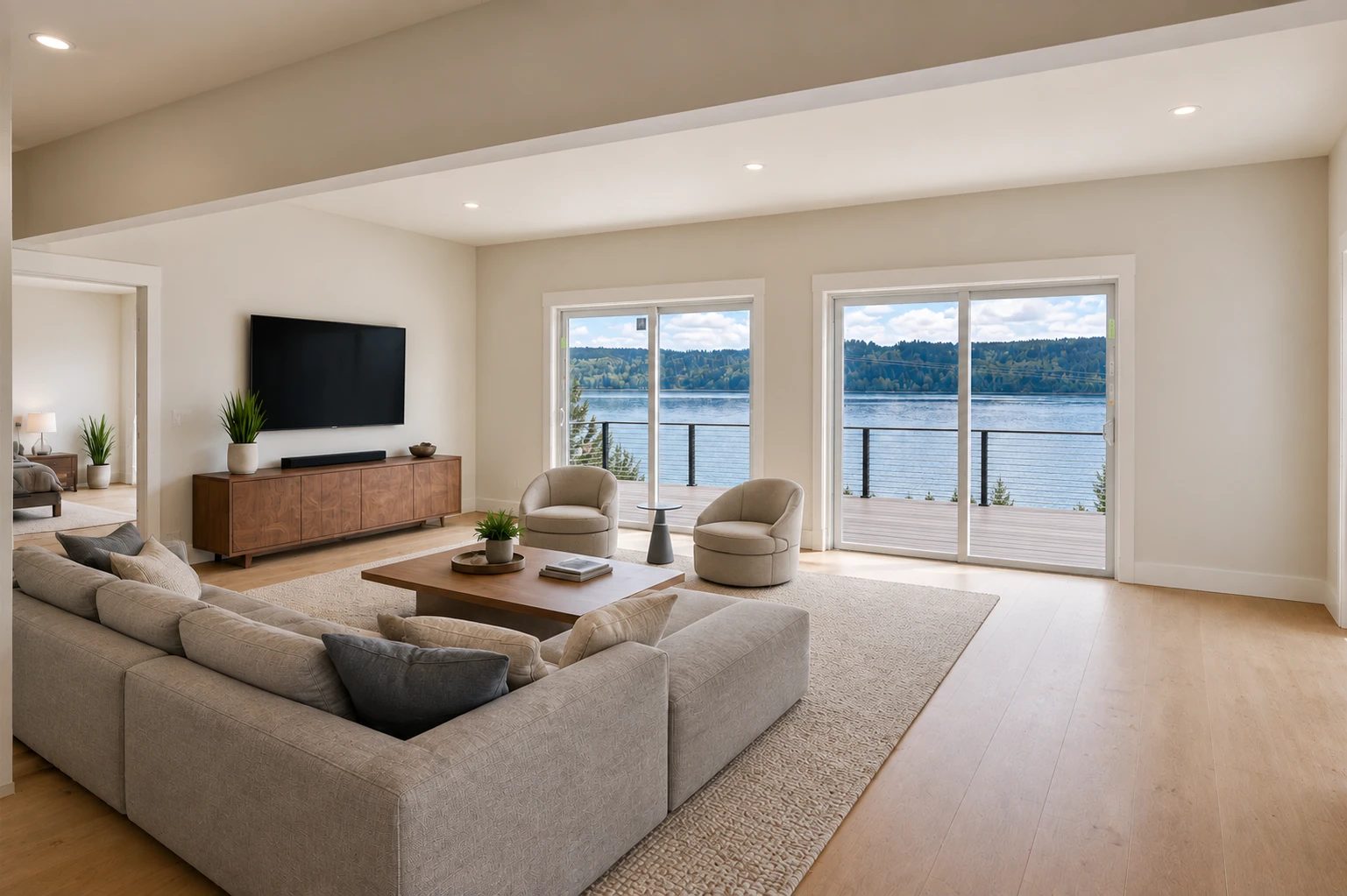 AI Rendering · Lower Level Rec Room on the Water